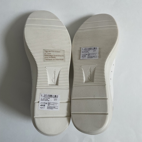 Clarks Women's Layton Rae Leather Sneakers Sz 7 White Zipper - Picture 9 of 10